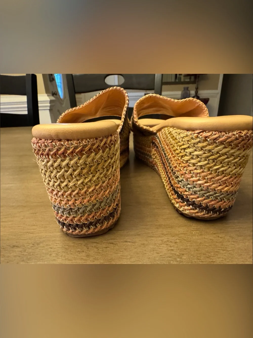 Platform Slide Sandals in Yellow and Tan by Berness